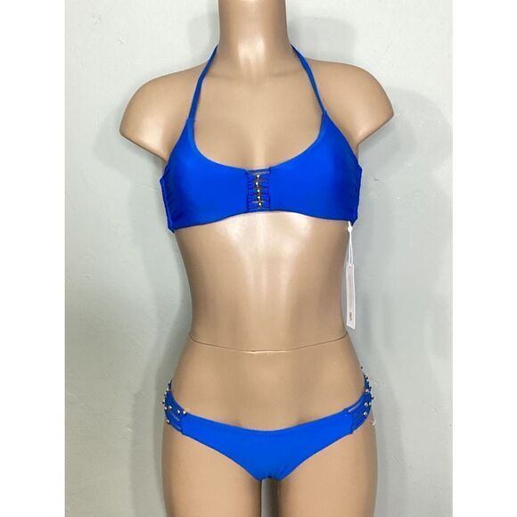 New. Pilyq bright blue braided bikini set. - Picture 6 of 12